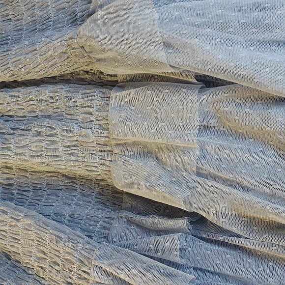 Anthropologie Maeve Blue Swiss Dot Mesh Tulle Tiered Ruffle Midi Skirt Size XL - Picture 6 of 9